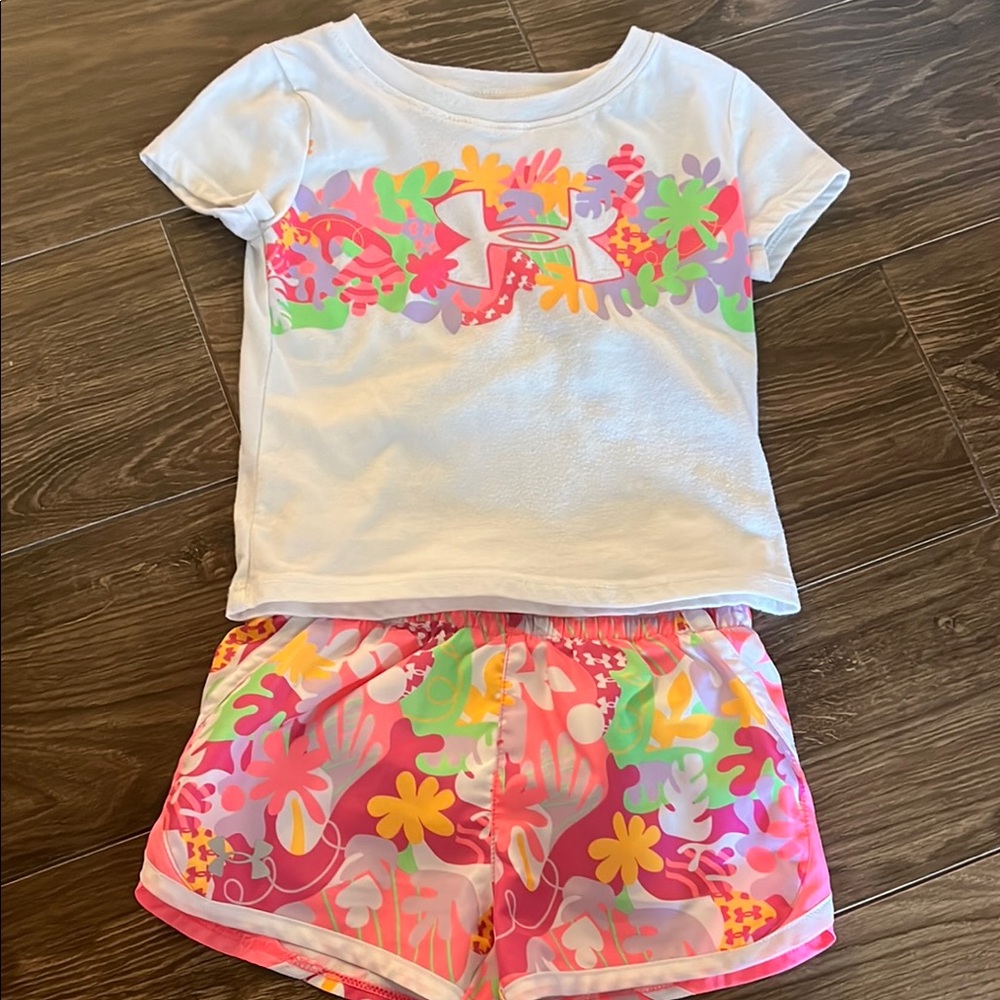 Under Armour Floral  Set White and Pink